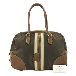 Prada 2way nylon leather handbag Brown